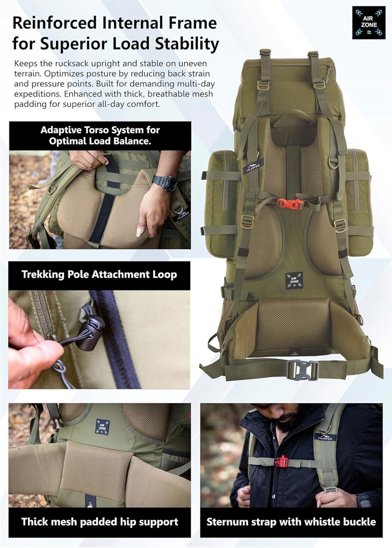 TRAWOC WILDWING 95L (80+15) Internal Frame Travel Backpack with Detachable Daypack/Camping Hiking Trekking Bag Large Rucksack for Men & Women - Image 3