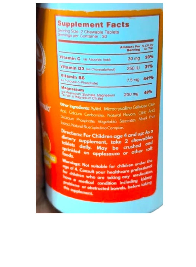 VAL Magnesium for Kids | High-Absorption Magnesium for Calm, Relaxation & Focus | Mg Glycinate, Citrate & Taurate | with Vitamin B6, D & C | Sugar-Free, Non-GMO | 60 Chewable Tablets - Image 2