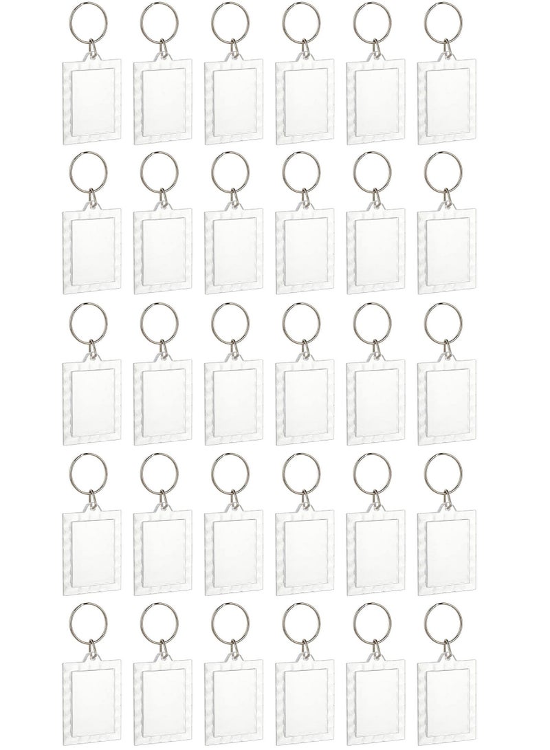 Acrylic Photo Frame Keychain Holder 30 Pieces DIY Photo Insert Keychain Clear Wave Style Acrylic Picture Keychains Frame Key Chain Snap-In Custom Insert Photo Keyring for Family Couple Pet Dog  - Image 1