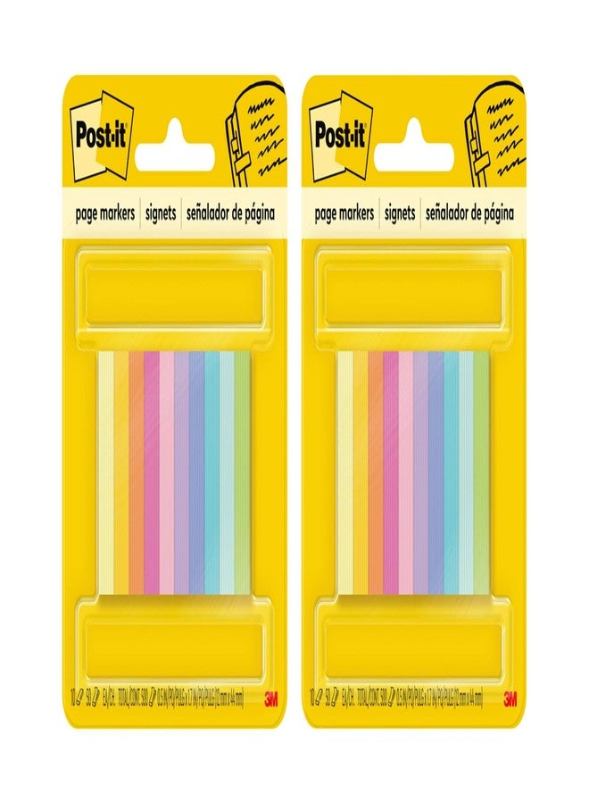 Post-it Page Markers, Assorted Bright Colors, 1/2 x 2-Inches, 50-Markers/Pad, 10-Pads/Pack, 2-Pack - Image 1