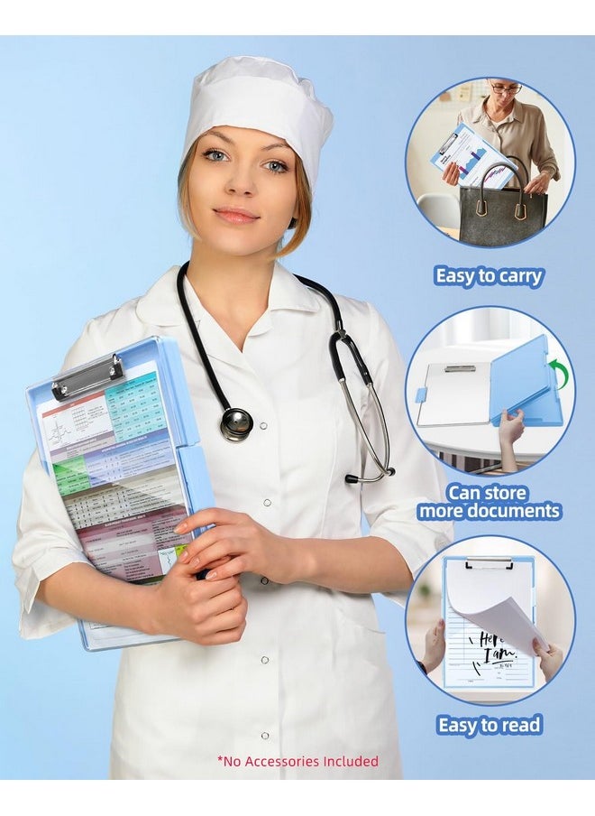 SUNNYCLIP - Clearview Clipboard with 2 Storage, Dry Erase 8.5x11 Heavy Duty ClipBoards - High Capacity Coaches Clip Board with Pen Holder - Side Opening Plastic Nursing Clip Case - Aqua Blue - Image 1