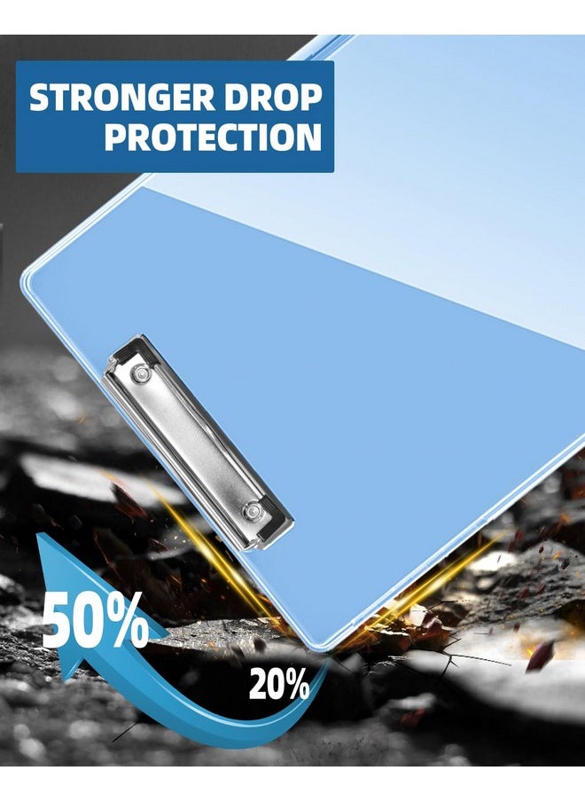 SUNNYCLIP - Clearview Clipboard with 2 Storage, Dry Erase 8.5x11 Heavy Duty ClipBoards - High Capacity Coaches Clip Board with Pen Holder - Side Opening Plastic Nursing Clip Case - Aqua Blue - Image 1