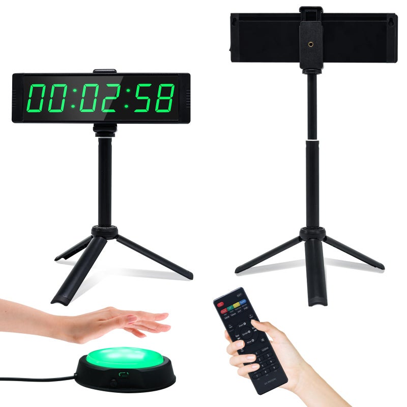YZ Gym Timer Clock for Home Gym, Fitness Timer with Stopwatch Button, Large Digital Stopwatch Countdown Clock, 12/24H Digital Wall Clock, with Stand - Image 1