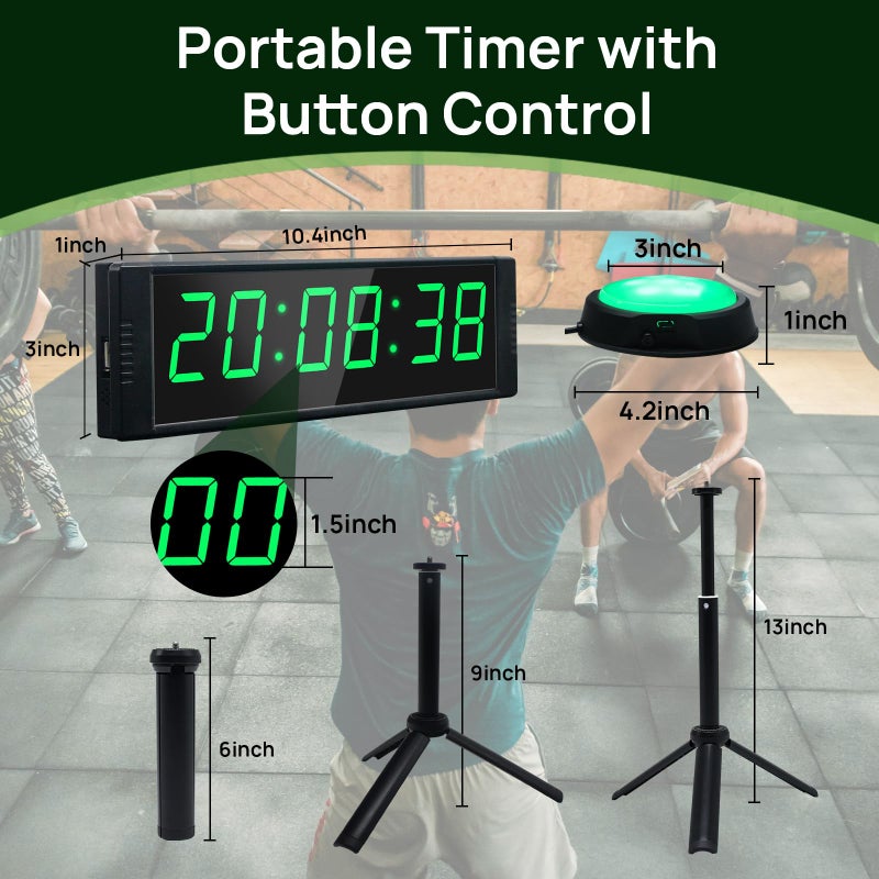 YZ Gym Timer Clock for Home Gym, Fitness Timer with Stopwatch Button, Large Digital Stopwatch Countdown Clock, 12/24H Digital Wall Clock, with Stand - Image 5