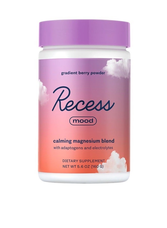 RECESS مسحوق المزاج، مزيج مهدئ من المغنيسيوم L-Threonate مع زهرة العاطفة، L-Theanine، الكهارل، مسحوق دعم المغنيسيوم الهادئ - عبوة توت متدرجة 28 حصة - Image 1