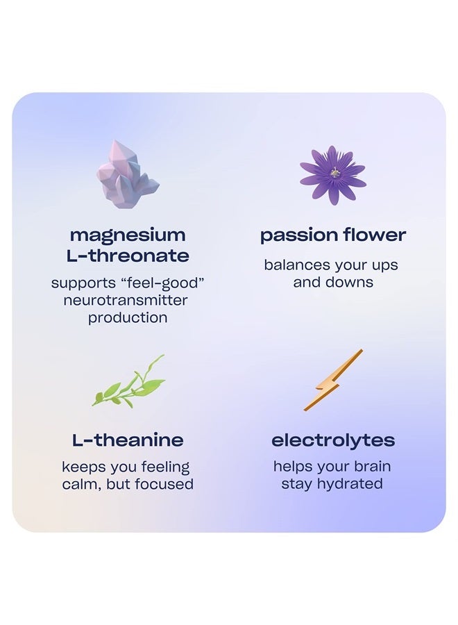 RECESS مسحوق المزاج، مزيج مهدئ من المغنيسيوم L-Threonate مع زهرة العاطفة، L-Theanine، الكهارل، مسحوق دعم المغنيسيوم الهادئ - عبوة توت متدرجة 28 حصة - Image 2