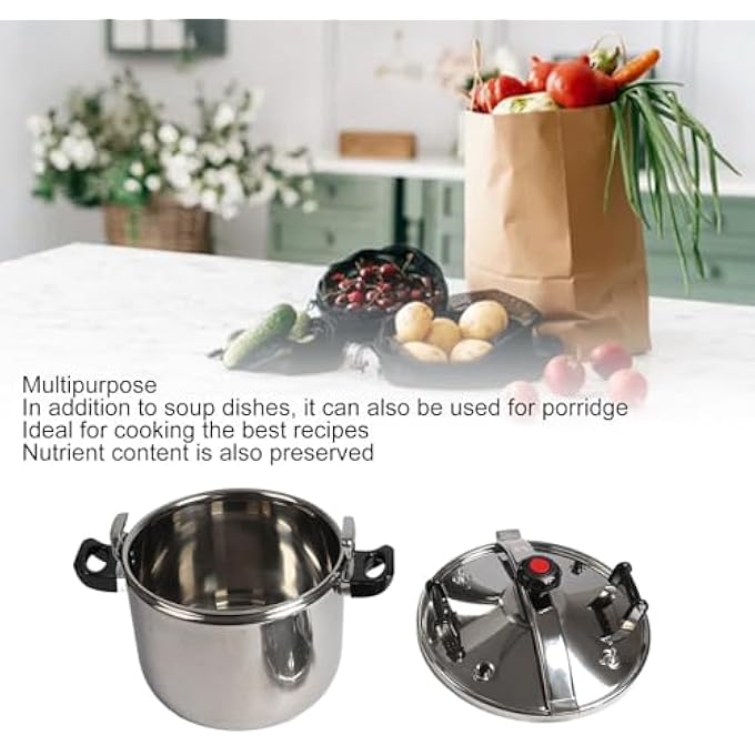 Jiawu Pressure Canner 304 Stainless Steel Pressure Soup Cooker Uniform Heating For Home Kitchen 36 * 34 * 30Cm 22L - Image 5