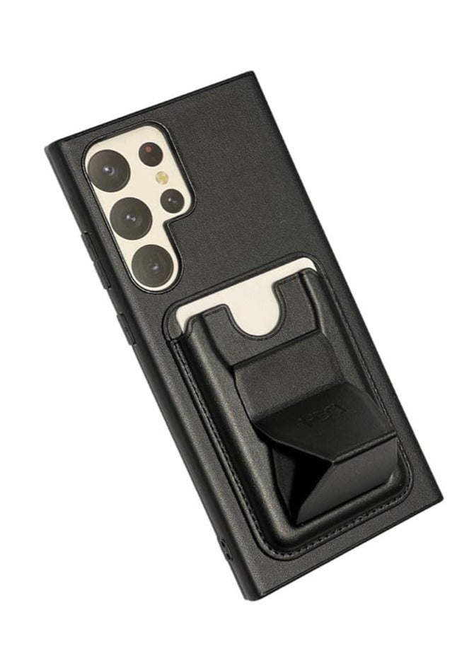 Leather Case With  TPU Frame, Shockproof Protective with Card Holder Stand Compatible with Phone Samsung Galaxy S22 Ultra  - Image 1