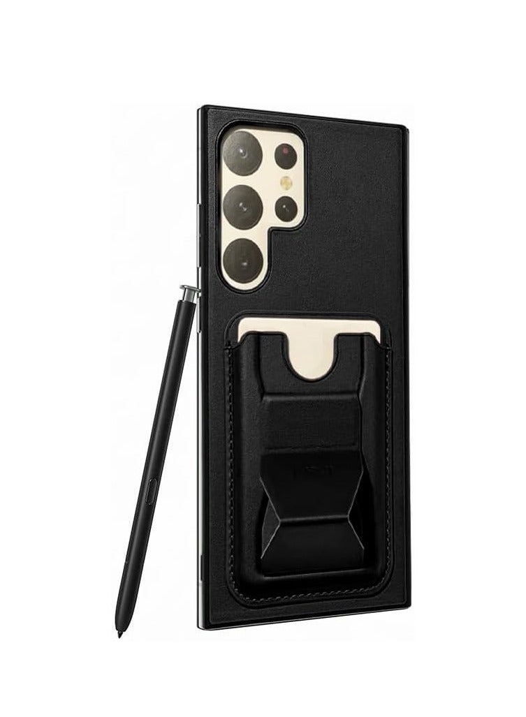 Leather Case With  TPU Frame, Shockproof Protective with Card Holder Stand Compatible with Phone Samsung Galaxy S22 Ultra  - Image 2