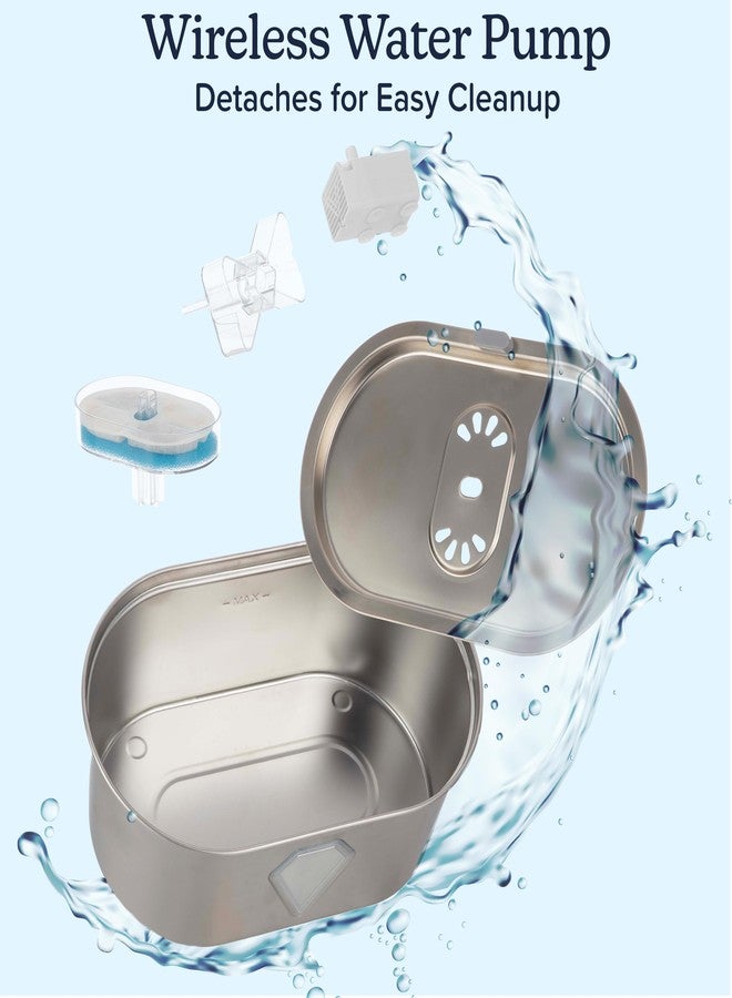 PETMAKER Cat Water Fountain - Stainless Steel Water Fountain for Small Pets - 118oz/3.5L Automatic Cat Water Dispenser with Water Level Window by PETMAKER - Image 4