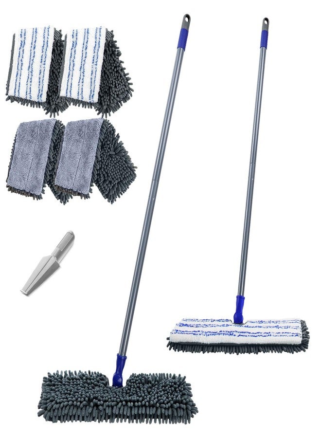 Masthome Microfiber Flip Mop,Masthome Flat Mop with Stainless Steel Handle,Mops for Floor Cleaning and 4 Reusable Washable Mops Pads,Wet & Dry Dust Mopping for Hardwood,Vinyl,Laminate,Tile Cleaning - Image 1