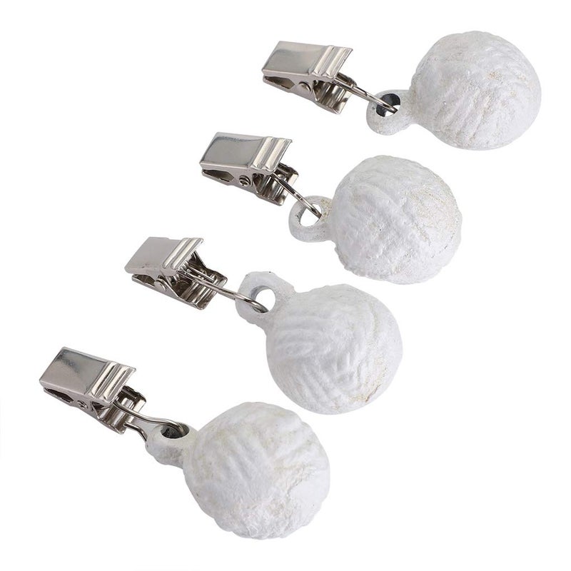 OwnMy OwnMy Set of 4 Tablecloth Weights Kit with Cast Iron Round Ball Heavy Duty Clips for Outdoor Garden Party Picnic Tablecloths White 