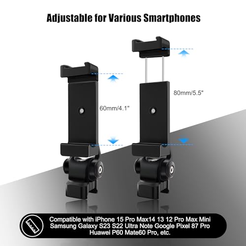 HAFOKO Aluminum Alloy Phone Tripod Mount with Cold Shoe Mount & NATO Clamp Compatible with DJI RS4/RS4 Pro/RS3/RS3 Pro/RS3 Mini Gimbal Stabilizer - Image 4