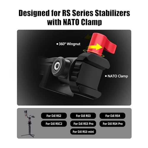 HAFOKO Aluminum Alloy Phone Tripod Mount with Cold Shoe Mount & NATO Clamp Compatible with DJI RS4/RS4 Pro/RS3/RS3 Pro/RS3 Mini Gimbal Stabilizer - Image 2
