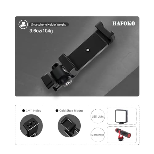 HAFOKO Aluminum Alloy Phone Tripod Mount with Cold Shoe Mount & NATO Clamp Compatible with DJI RS4/RS4 Pro/RS3/RS3 Pro/RS3 Mini Gimbal Stabilizer - Image 5