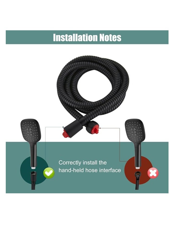 نوفيكس مجموعة كاملة لتجهيزات الدش، ارتفاع قابل للتعديل باللون الأسود 90-124 سم، رأس دش مطري ودش يدوي، دش كامل للحمام - Image 5
