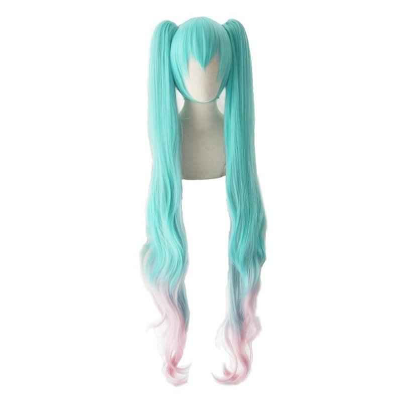 Xingwang Queen Anime Cosplay Wig 120cm Long Blue Green Gradient Purple Pink Clip on Double Ponytails
