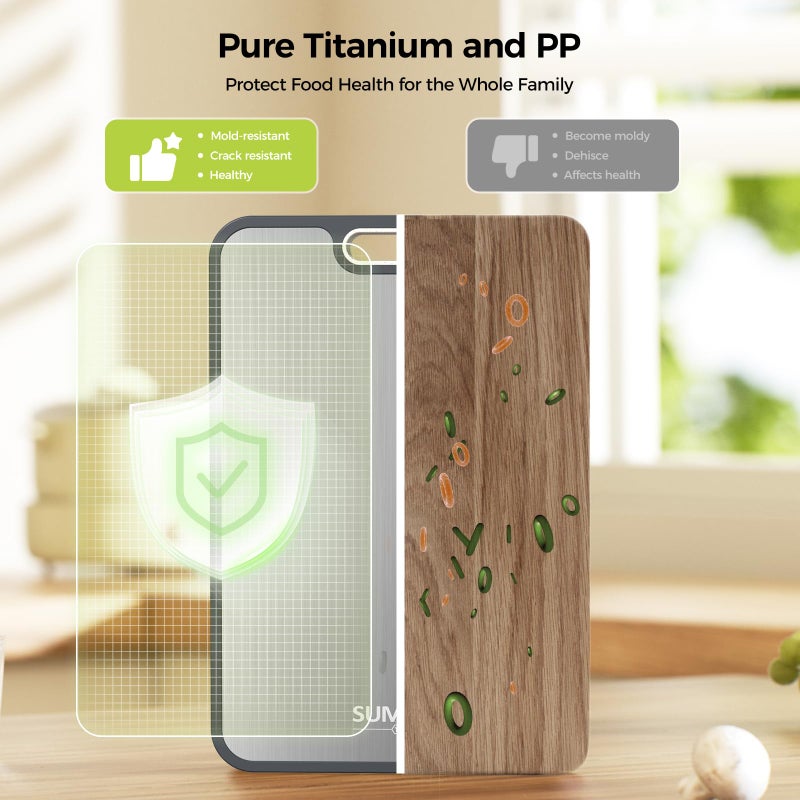 Sumzzz Titanium Cutting Board, Double Sided Food Grade Pure Titanium/PP, Cutting Board for Kitchen, Easy to Clean Large Size [18â€*12.5â€+15.5â€*10.5â€+12â€*8.5â€] - Image 3