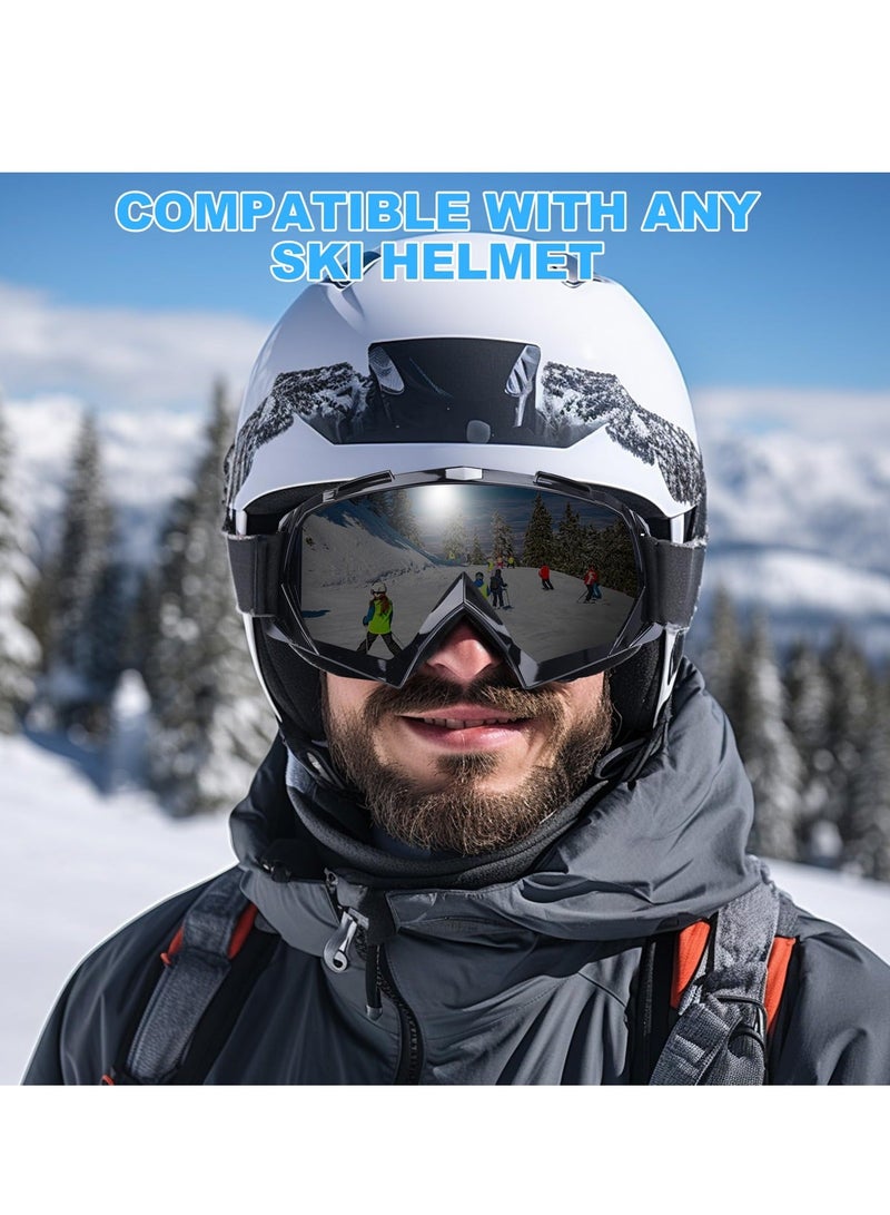 Ski Goggles, 100% UV Protection Anti-Fog Snowboard Goggles for Glasses Wearers Men Women Youth, OTG Ski Goggles Adults Suitable for Snowboarding Skiing Cycling Hiking - Image 2