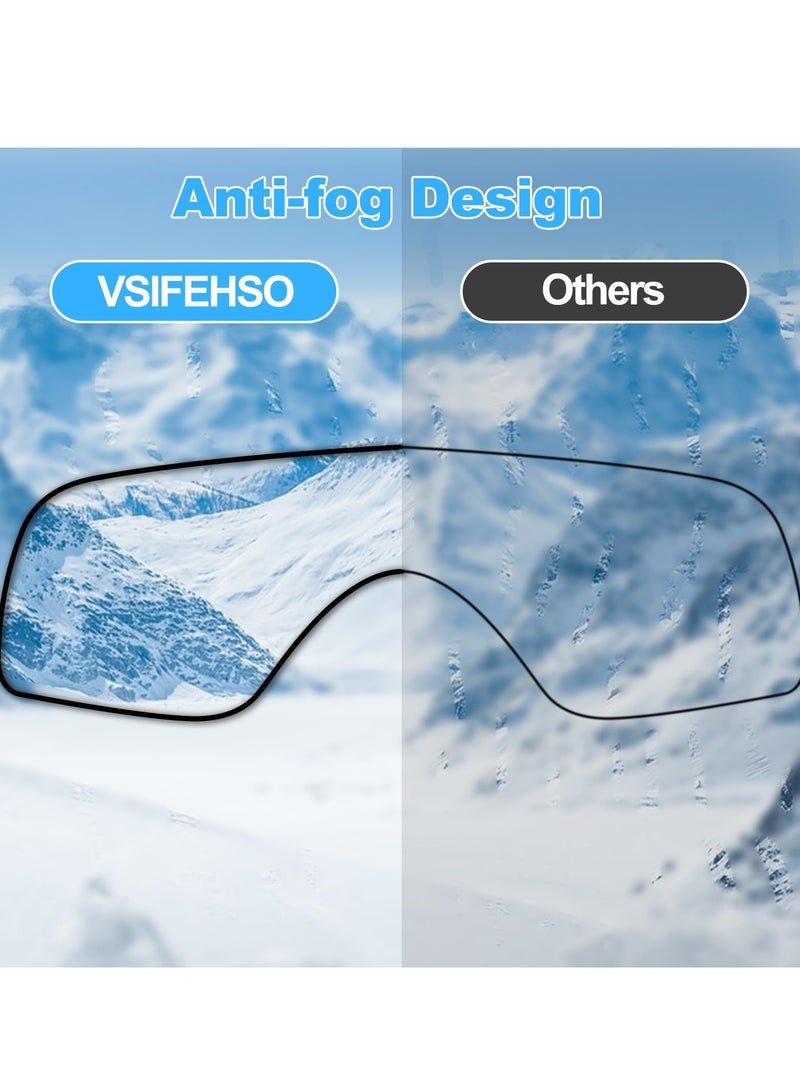 Ski Goggles, 100% UV Protection Anti-Fog Snowboard Goggles for Glasses Wearers Men Women Youth, OTG Ski Goggles Adults Suitable for Snowboarding Skiing Cycling Hiking - Image 3