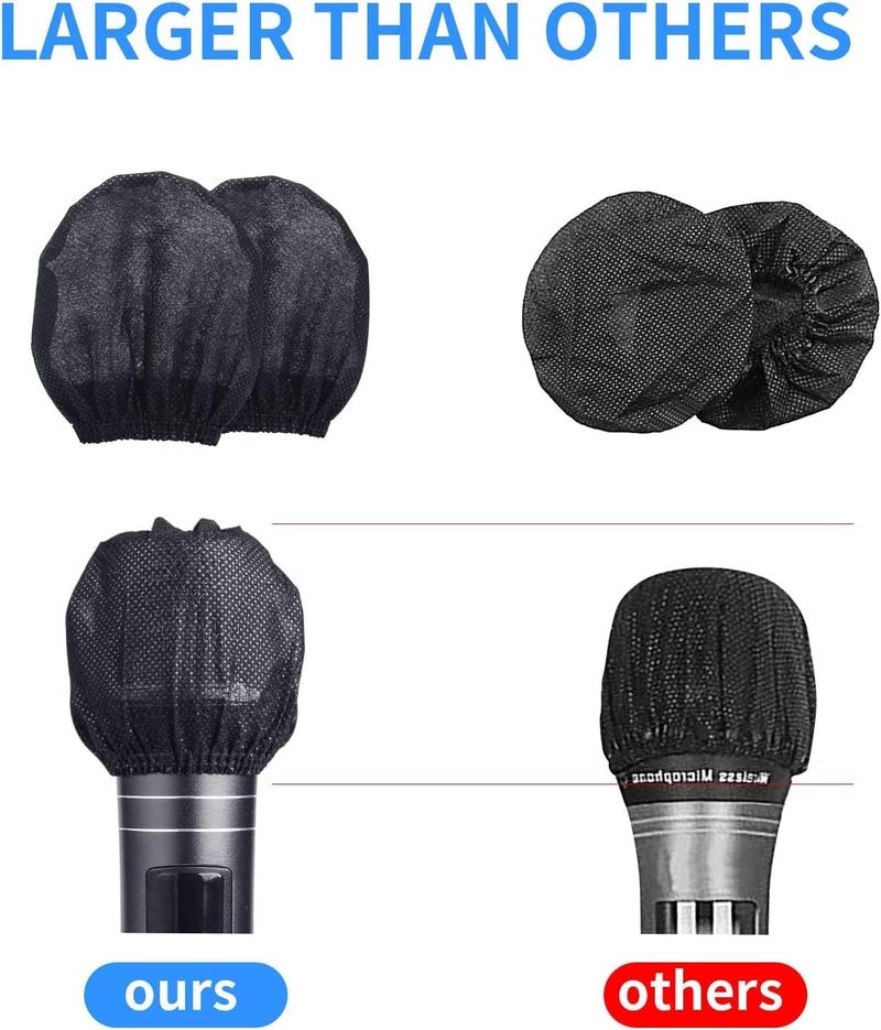 LASMEX 300pcs (150 pairs) Mic Covers Disposable Non-Woven, Individually Wrapped Mic Cover For Sanitary Mic Covers Disposable For Mic Microphone Windscreen & Pop Filters Black - Image 2