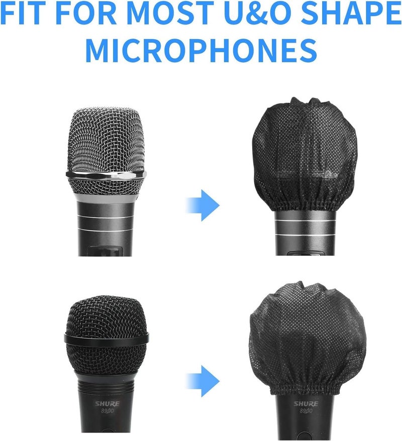 LASMEX 300pcs (150 pairs) Mic Covers Disposable Non-Woven, Individually Wrapped Mic Cover For Sanitary Mic Covers Disposable For Mic Microphone Windscreen & Pop Filters Black - Image 5