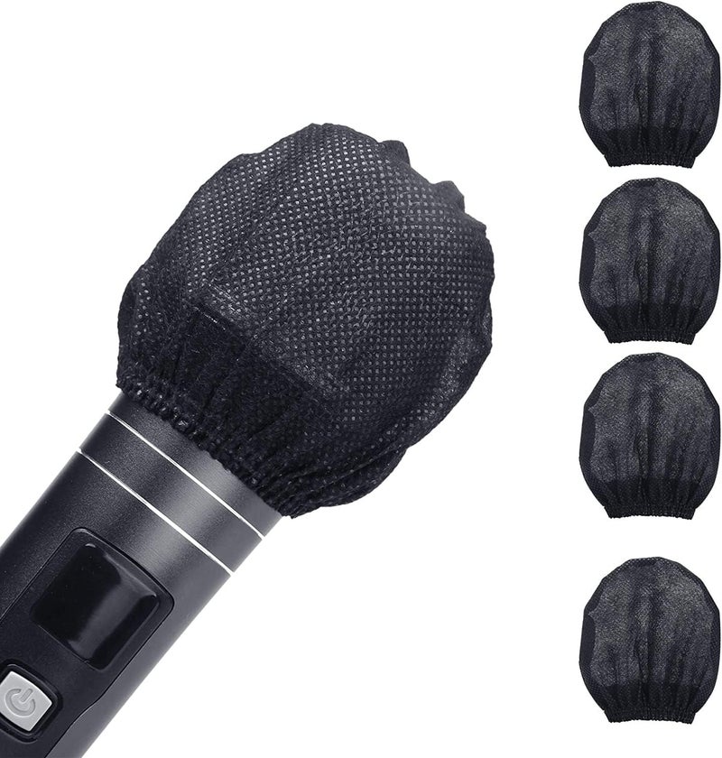 LASMEX 300pcs (150 pairs) Mic Covers Disposable Non-Woven, Individually Wrapped Mic Cover For Sanitary Mic Covers Disposable For Mic Microphone Windscreen & Pop Filters Black - Image 1