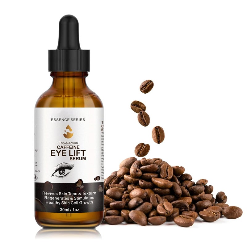 SHIFAKOU Caffeine Eye Serum  with EGCG Vitamin C Hyaluronic Acid Collagen Caffeine Eye Lift Serum  Reduces Puffiness Dark Circles Under Eye Bags Wrinkles and Fine Lines Around The Eyes 30ml