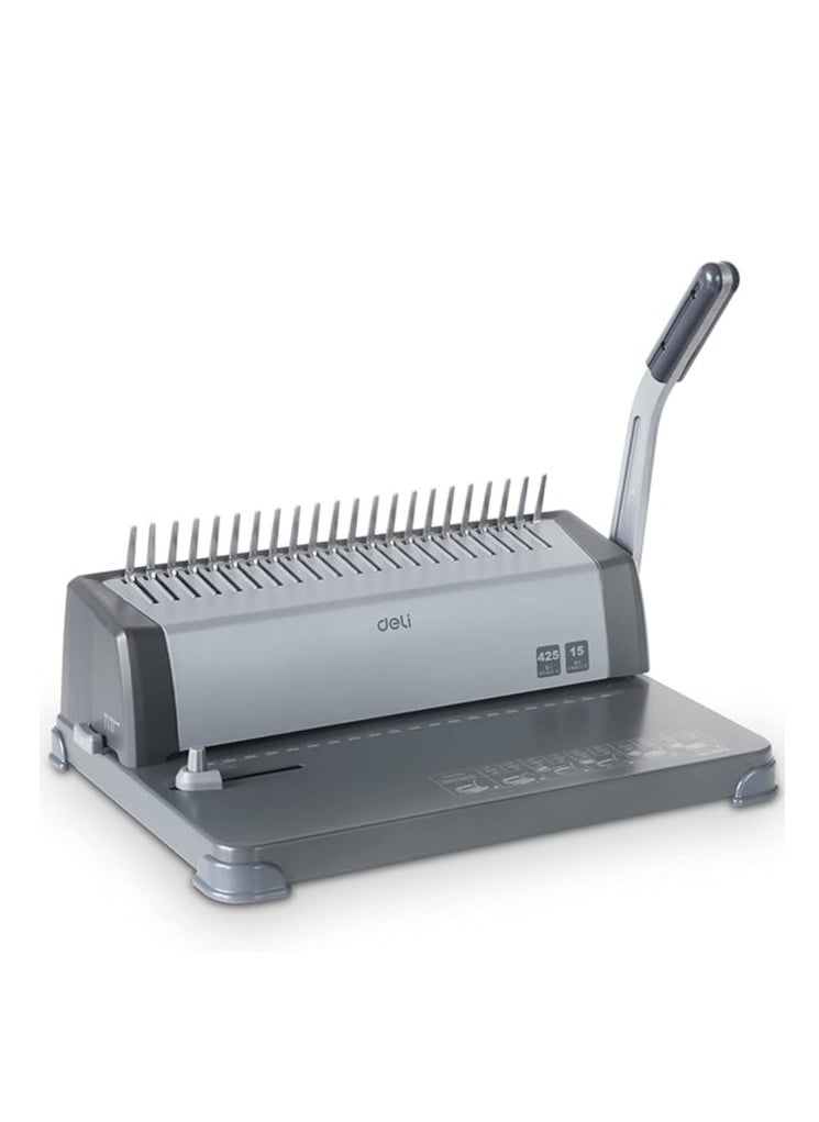 Deli Deli 3872 21-Hole Binding Machine, 425 Sheets - Grey  - Image 1