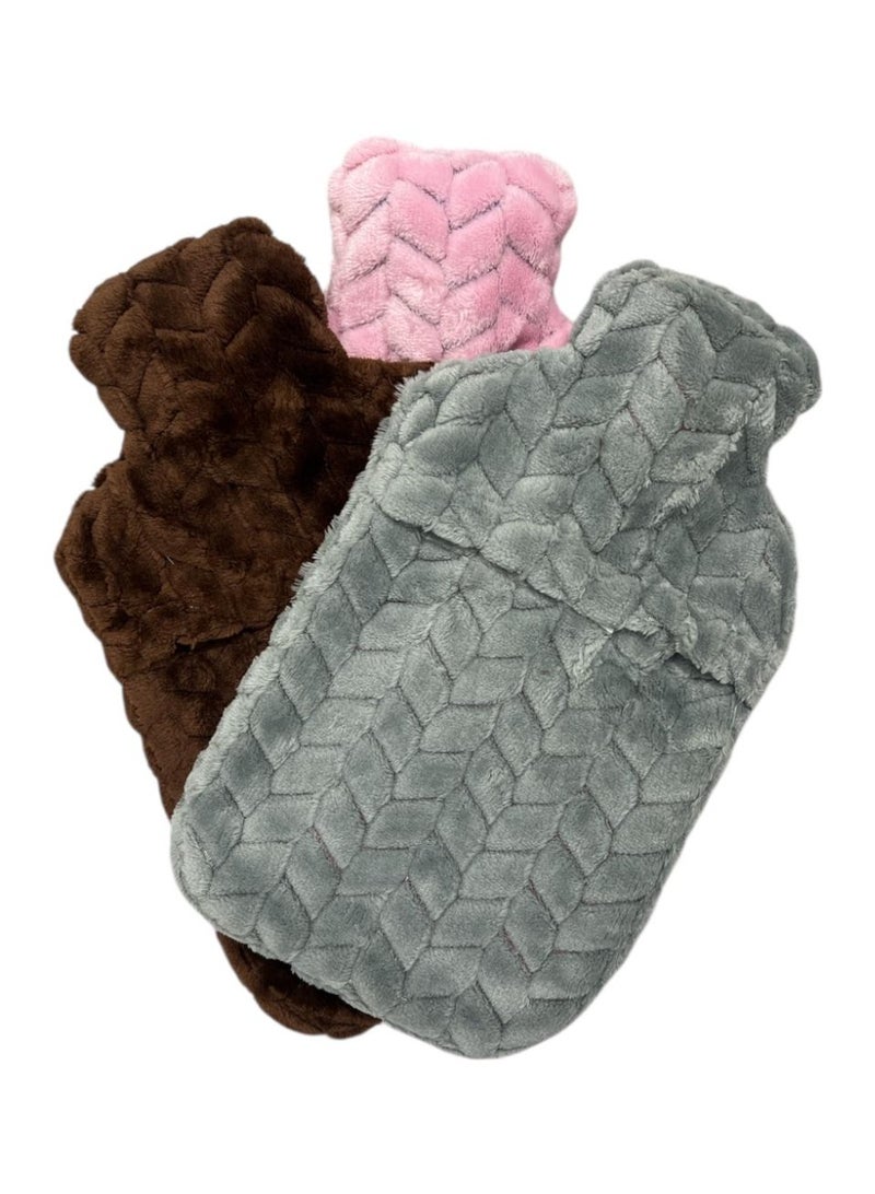 Home 1 Pc High Quality Hot Water Bag for Pain Relief, Menstruation Cramps, Back and Neck Aches, Stress Relief, Bed Warming, Cold Weather Comfort and Heat Therapy Durable Leak Proof Rubber Bottle with Cover (Mix Colour)