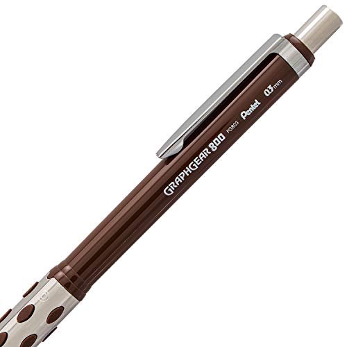 Pentel Graph Gear 800 Mechanical Drafting Pencil, 0.3mm, Brown Barrel with Lead (PG803LZBP) - Image 3