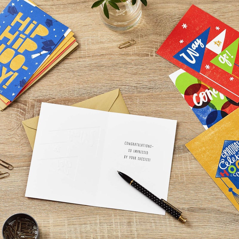 Hallmark Graduation Cards Assortment (12 Cards with Envelopes, 4 Designs) Congrats, Way to Go, Hip Hip Hooray, Grad Cap - Image 2