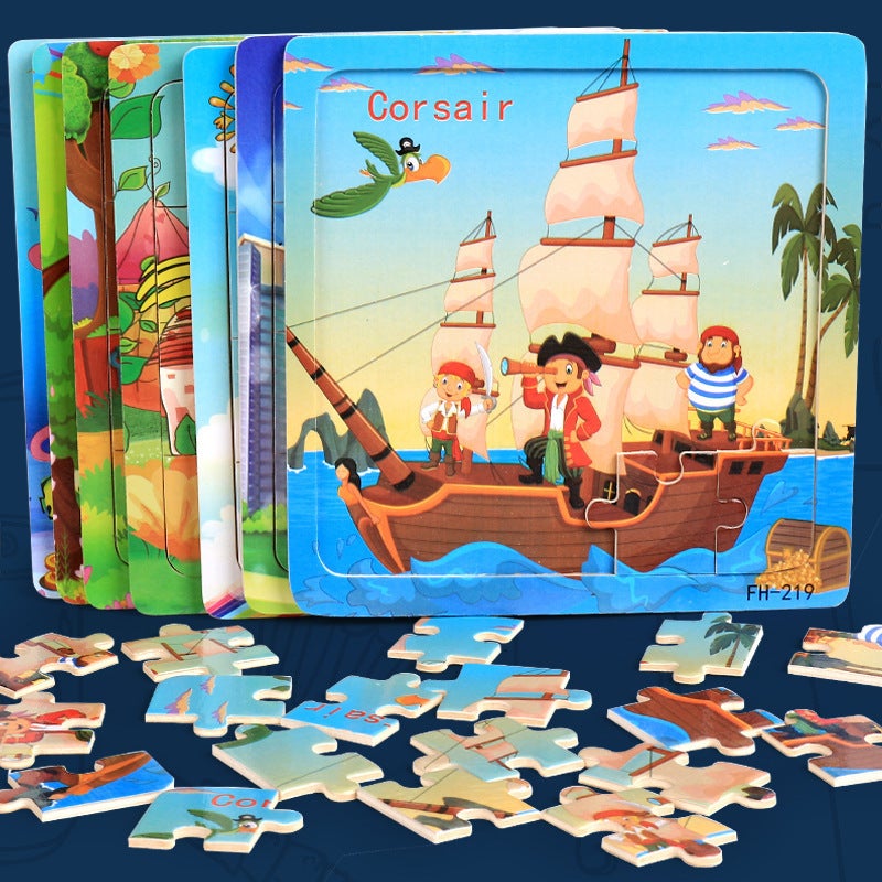 20 Pieces Of Wooden Kidsren'S Intellectual Toys, Wooden Puzzles, Cartoon Animals, Street Stall Toys, Supply - Image 4