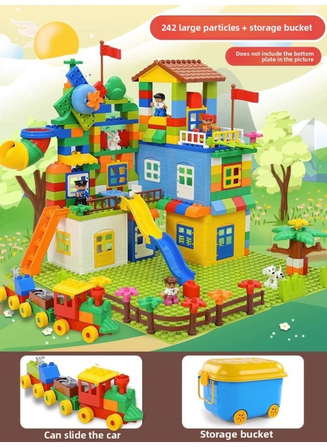 Variety Of Large Particles Building Blocks Assembled Children's Toys Slide Puzzle Boys And Girls Castle Slide Gift Puzzle Wholesale-Color:1036B [Barrel] 242 Large Particle Building Blocks  - Image 1