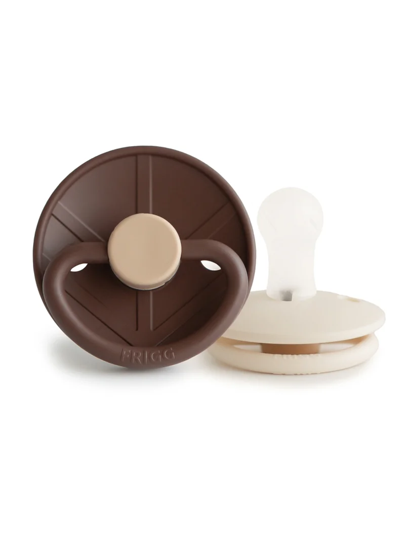 FRIGG Little Viking Silicone Baby Pacifier 0-6M 2-Pack Cocoa/Cream - Size 1
