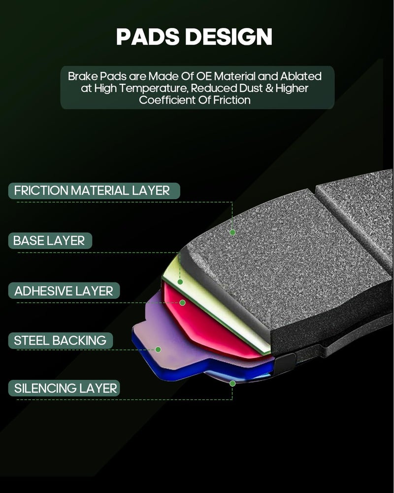 SCITOO Ceramic Front Rear Disc Brake Pad Set fit for 2004-2006 for Infiniti QX56, 2005-2006 for Nissan Armada, 2004 for Nissan Pathfinder Armada, 2004-2007 for Nissan Titan - Image 4