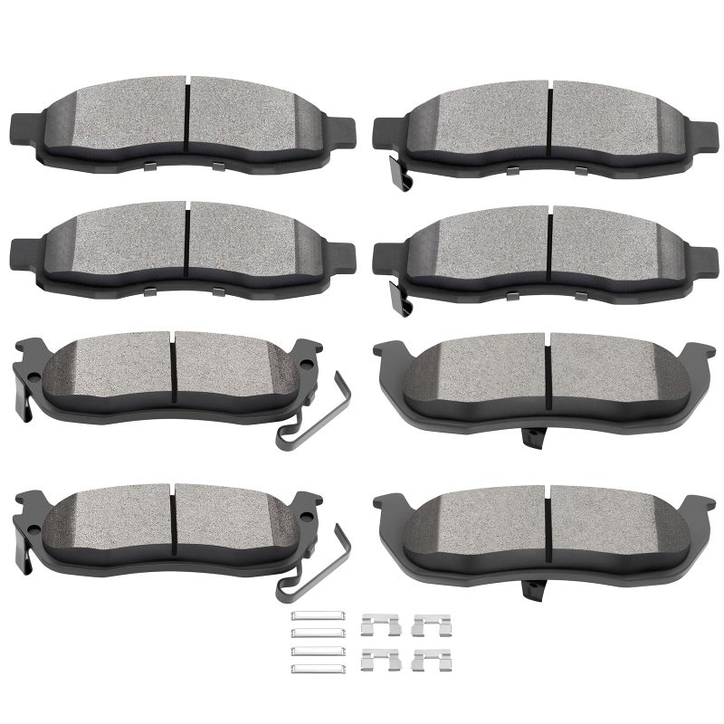 SCITOO Ceramic Front Rear Disc Brake Pad Set fit for 2004-2006 for Infiniti QX56, 2005-2006 for Nissan Armada, 2004 for Nissan Pathfinder Armada, 2004-2007 for Nissan Titan - Image 1