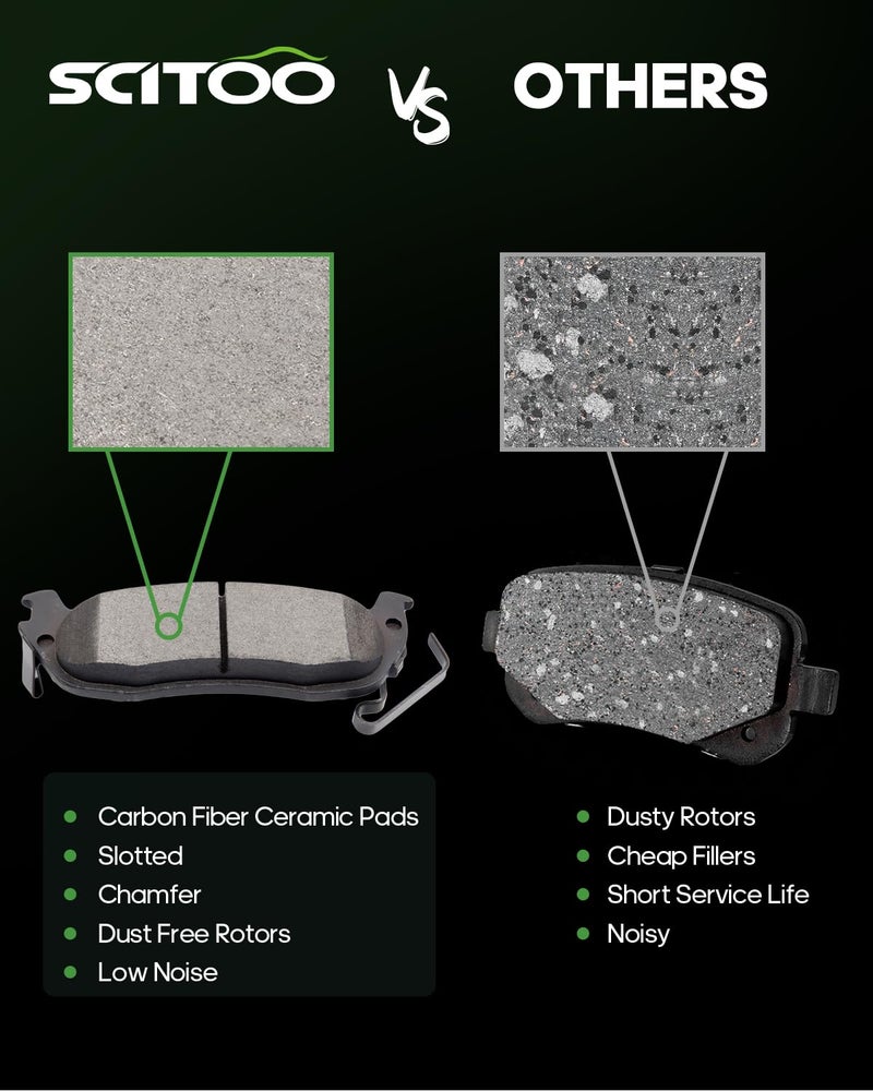 SCITOO Ceramic Front Rear Disc Brake Pad Set fit for 2004-2006 for Infiniti QX56, 2005-2006 for Nissan Armada, 2004 for Nissan Pathfinder Armada, 2004-2007 for Nissan Titan - Image 3