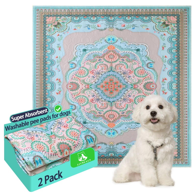 Washable Pee Pads for Dogs 24x24 2 Pack Reusable Puppy Pads Pet Training Pads Super Absorbent 100 Waterproof Dog Pee Pads Whelping Housebreaking Incontinence for Playpen