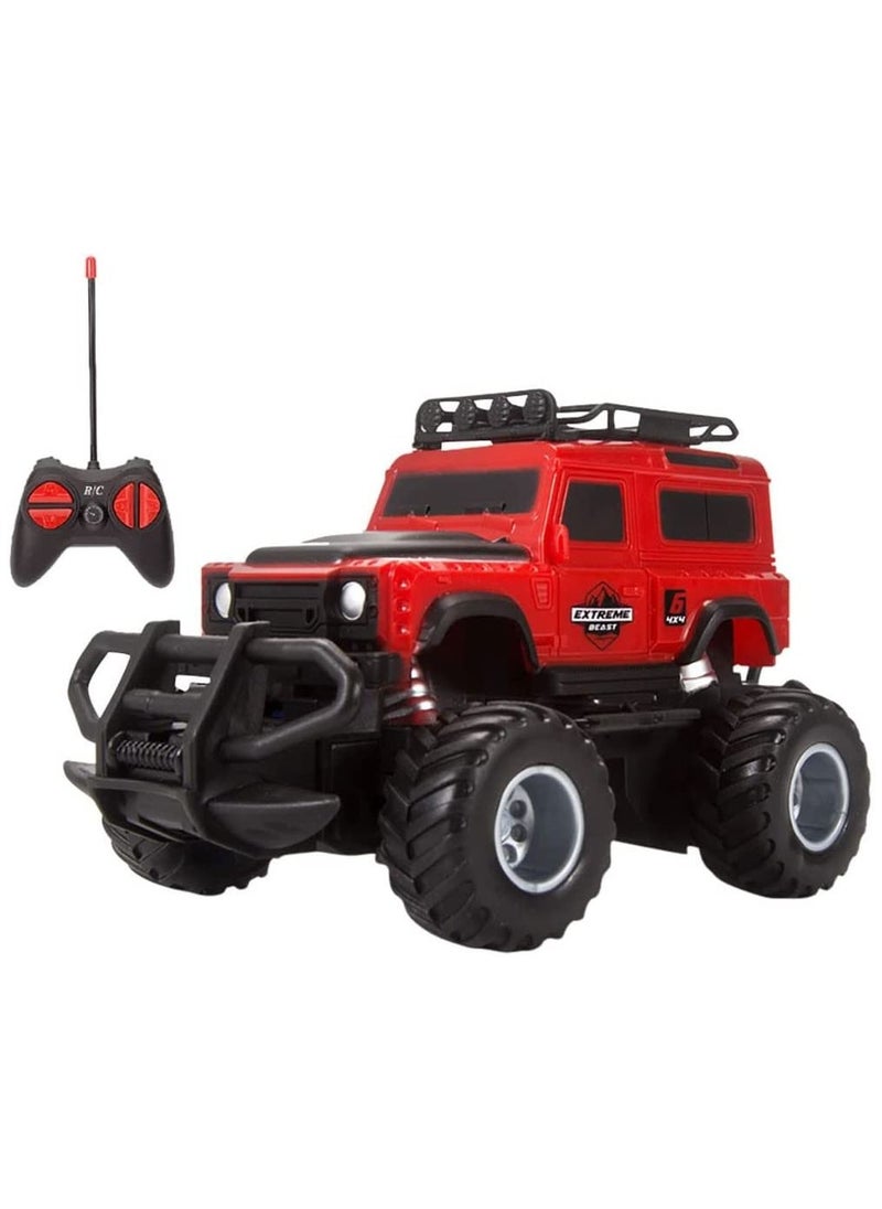 Swift 1:43 Off-Road Car Remote Control Cart, 4WD Metal Housing with Dual LED Motor, Gifts for Kids Red 