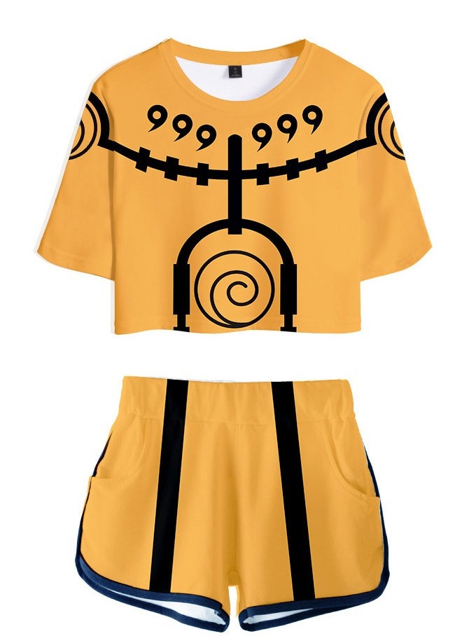 KUYING New Naruto Crop Top Short T Shorts Set  - Image 1