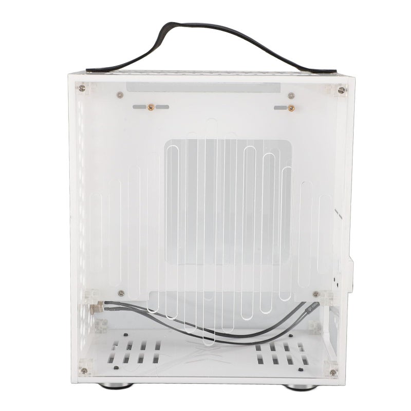 حالة كمبيوتر White Mini ITX بمقبض وزجاج جانبي كامل وتدفق هواء مفتوح 360 درجة - Image 5