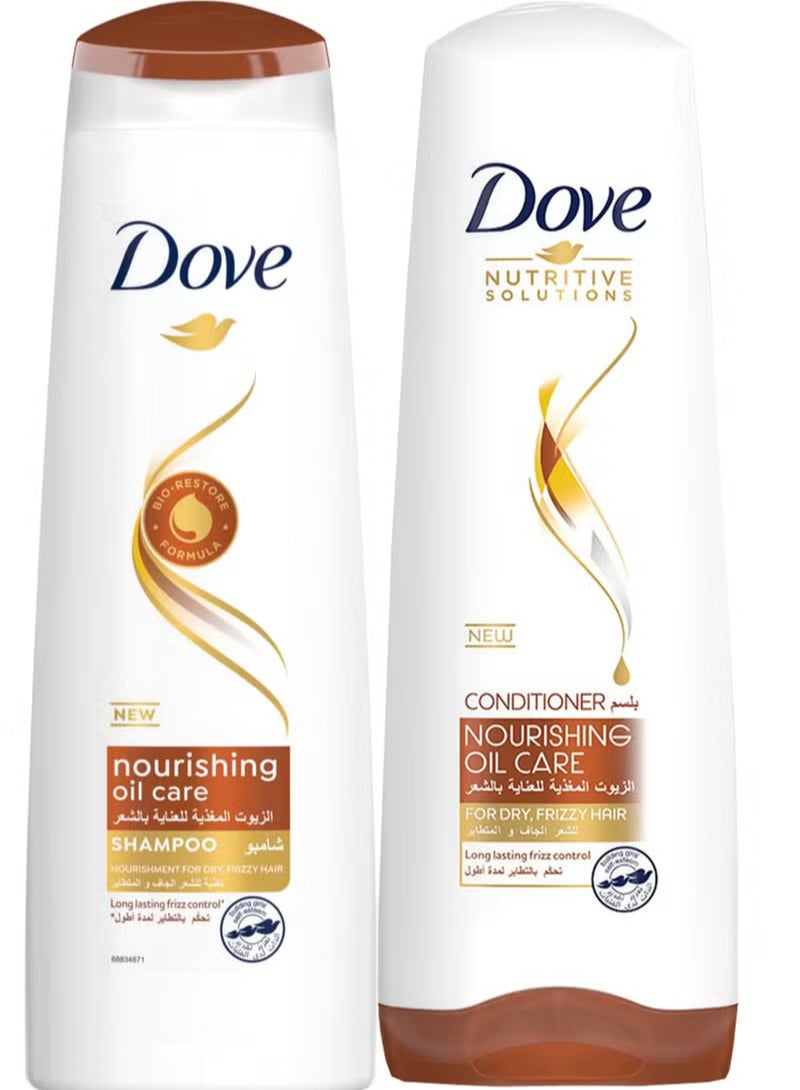 Dove Shampoo Nourishing Oil 350ML + Dove Conditioner Nourishing Oil 350ML (Packaging may vary) - Image 1
