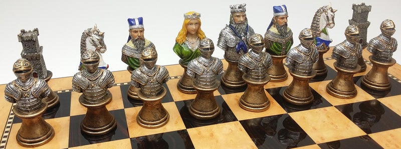 HPL Medieval Times Crusades RED & Green Busts Set of Chess Men Pieces Hand Painted - Image 3