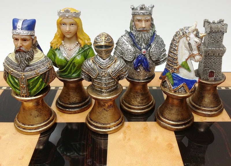 HPL Medieval Times Crusades RED & Green Busts Set of Chess Men Pieces Hand Painted - Image 2