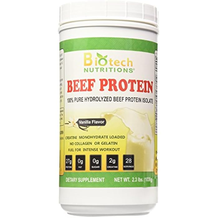 Biotech Nutritions Beef Protein Powder, Vanilla, 2.3 Pound - Image 1