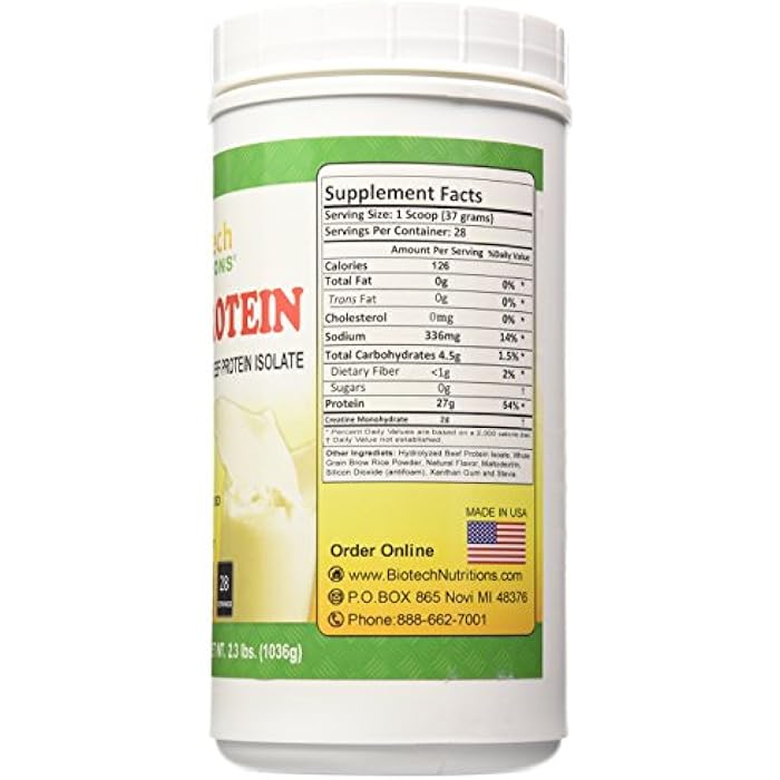 Biotech Nutritions Beef Protein Powder, Vanilla, 2.3 Pound - Image 2