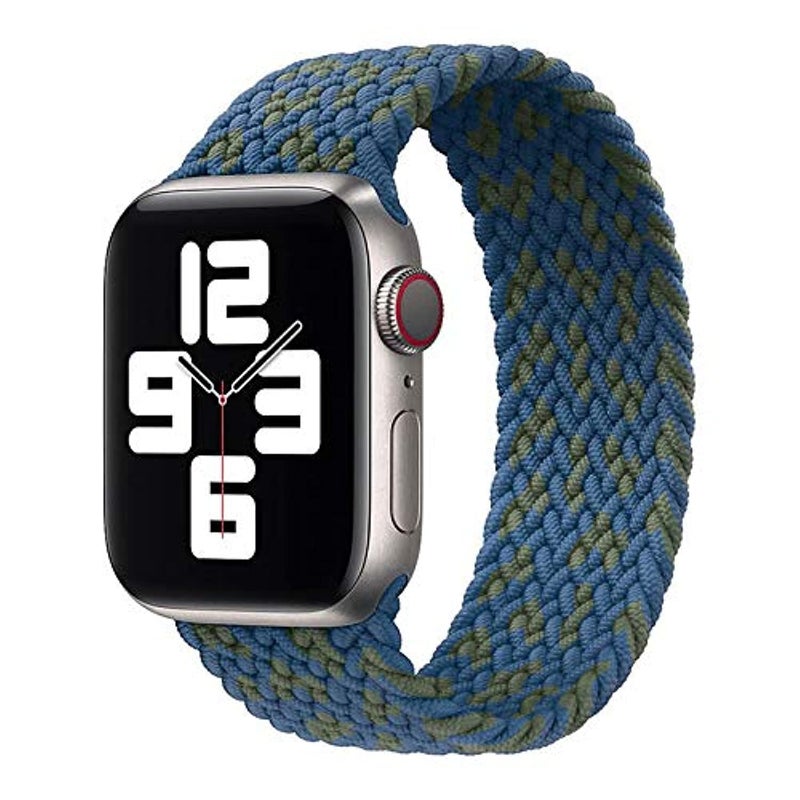 D'VOGUE Unisex Braided Solo Loop Sports Bands Compatible with Apple Watch (42/44mm, Blue) - Image 2
