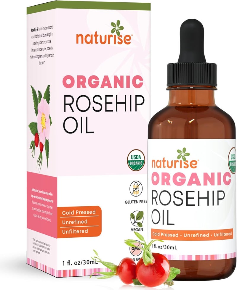 Naturise Organic Rosehip Oil for Face  Organic Cold Pressed Rose Hip Oil for Skin and Body Care  Vegan NonGMO Gua Sha Oil  Rosa Mosqueta Oil Rosehip Seed Facial Oil for Gua Sha Massage 1 FL OZ