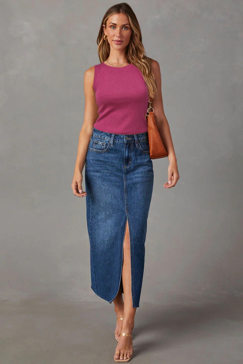 Arach&Cloz 2026 Women's Tank Tops Cashmere Summer Fall Sleeveless Vest Crew Neck Soft Sweater Cute Fashion Dressy Business Casual Outfits Knit Trendy Shirts Work Teacher Clothes Rose Red S - Image 3